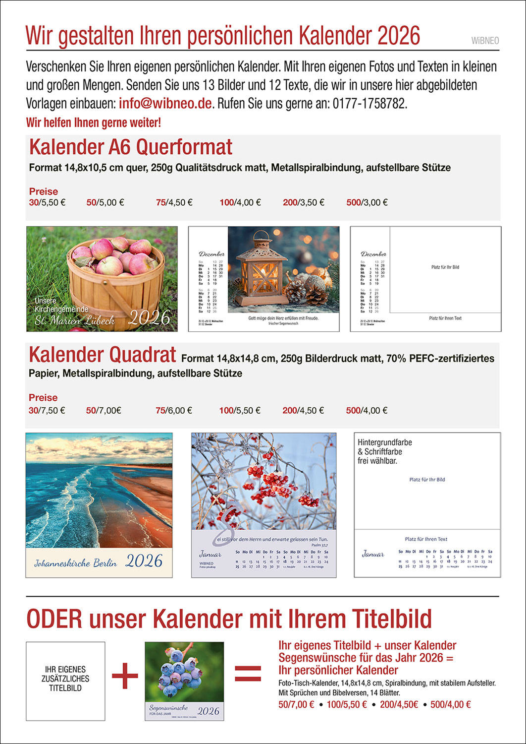 Wir gestalten Ihren persönlichen Kalender 2026