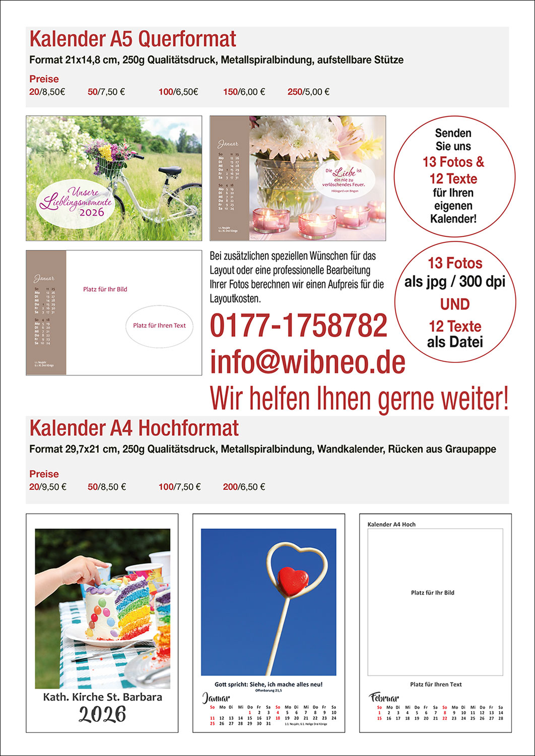 Wir gestalten Ihren persönlichen Kalender 2026