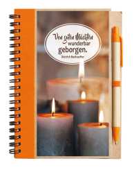 Notizbuch mit Kuli - Kerzen - Von guten Mächten wunderbar geborgen 