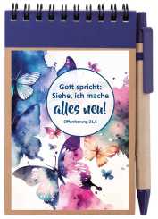 Notizblock A7 mit Kuli - Jahreslosung 2026 - Schmetterling 