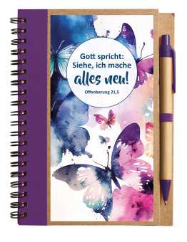 Notizbuch mit Kuli - Jahreslosung 2026 - Schmetterling 