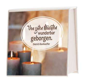 Notizblock Milchkarton - Kerzen - Von guten Mächten wunderbar geborgen 