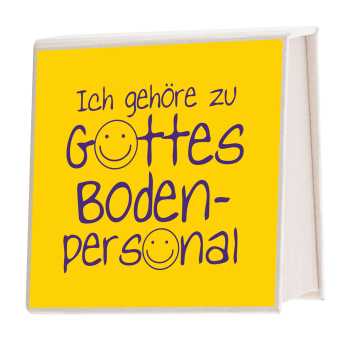 Notizblock Milchkarton - Ich gehöre zu Gottes Bodenpersonal - Gelb 