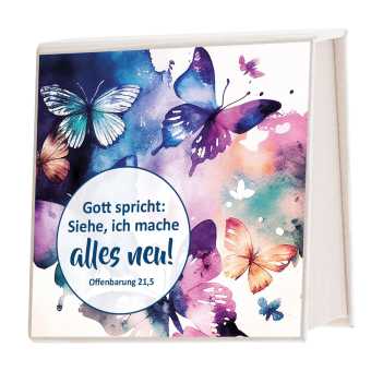 Notizblock Milchkarton - Jahreslosung 2026 - Schmetterling 