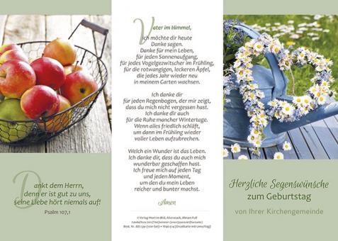 Dreifachkarte mit Umschlag - Herzliche Segenswünsche zum Geburtstag 